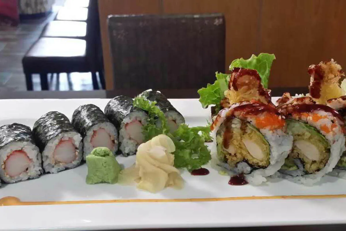Sushi rolls with wasabi and pickled ginger at Yahao Asian Cuisine，an Asian Fusion Restaurant in Great Neck