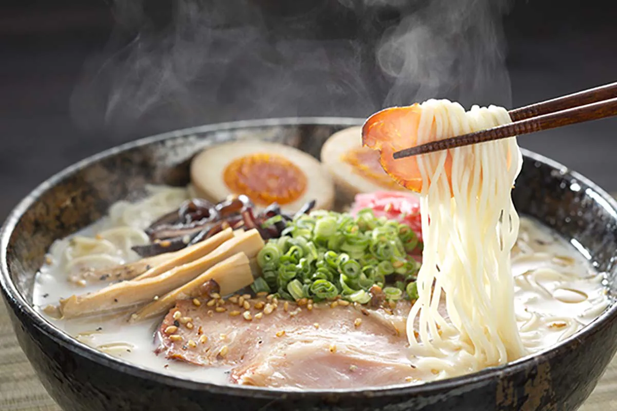 Steaming ramen bowl with egg and noodles at Yahao Asian Cuisine，an Asian Fusion Restaurant in Great Neck